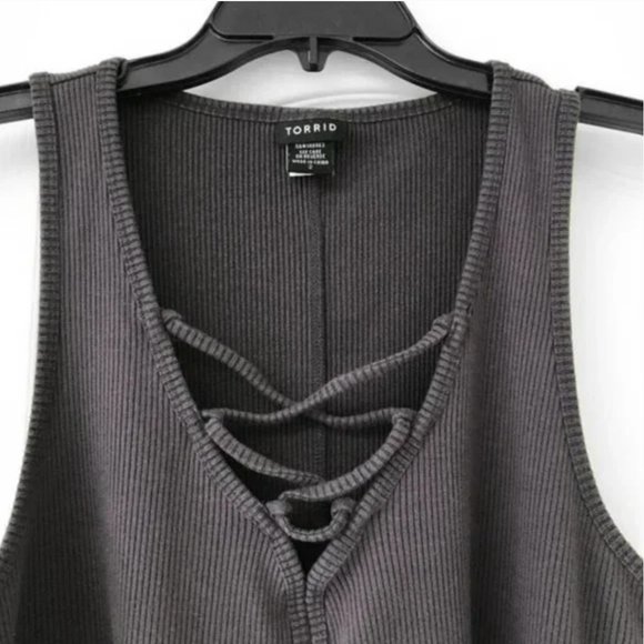 Torrid - Ribbed Lace Up Sleeveless Tank Top - Picture 5 of 9